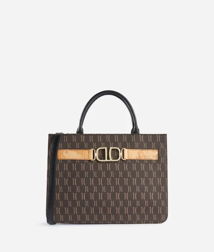 Woman Top Handle Bags Alviero Martini 3d Monogram Handbag With Crossbody Strap Black Woman Top Handle Bags Alviero Martini 3d Monogram Handbag With Crossbody Strap Black