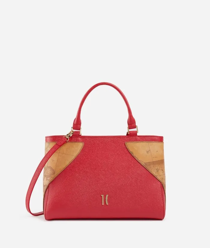 Woman Top Handle Bags Alviero Martini Flying City Handbag With Crossbody Strap Pearly Red Woman Top Handle Bags Alviero Martini Flying City Handbag With Crossbody Strap Pearly Red