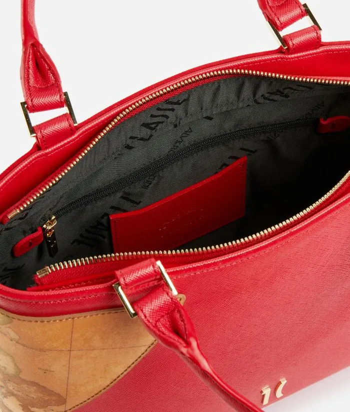 Woman Top Handle Bags Alviero Martini Flying City Handbag With Crossbody Strap Pearly Red