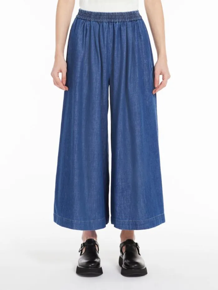 Woman Wideleg Denim Jeans Navy Maxmara Trousers