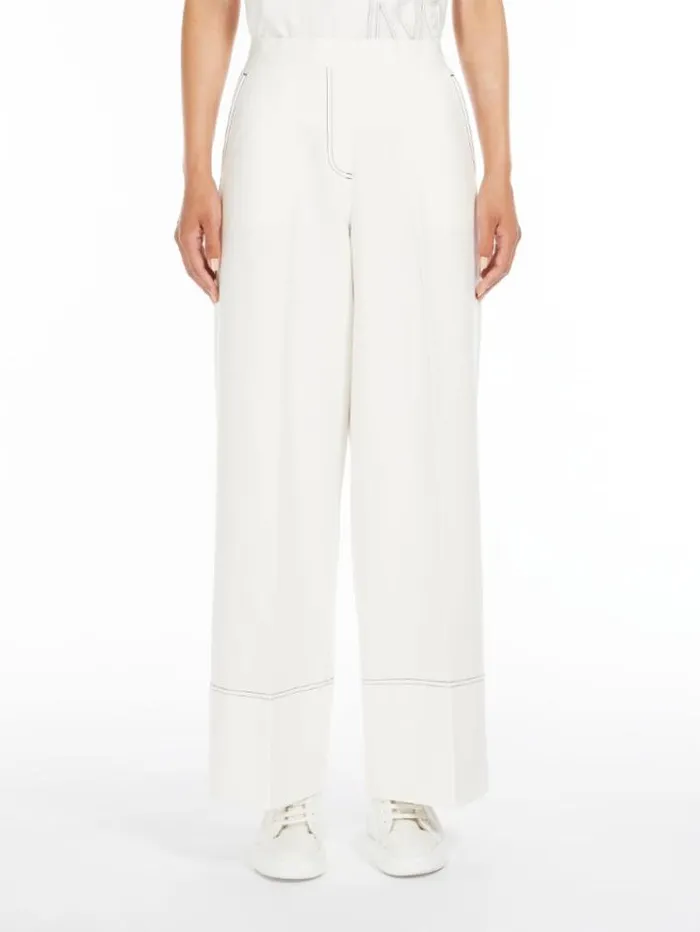 Woman Wideleg Denimjersey Trousers Silk Maxmara Trousers
