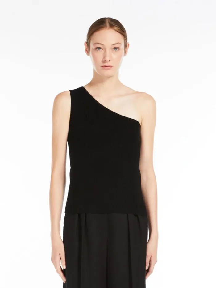 Woman Wool And Cashmere Oneshoulder Top Black Maxmara Knitwear And Sweatshirts Woman Wool And Cashmere Oneshoulder Top Black Maxmara Knitwear And Sweatshirts