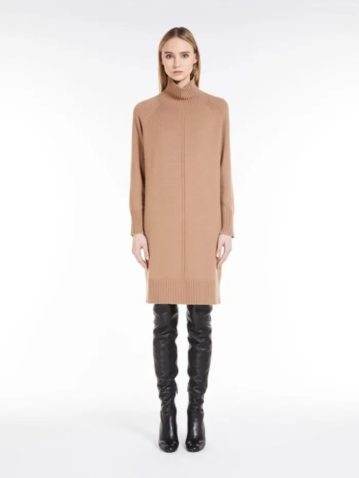 Woman Wool And Cashmere Yarn Dress Camel Maxmara Dresses