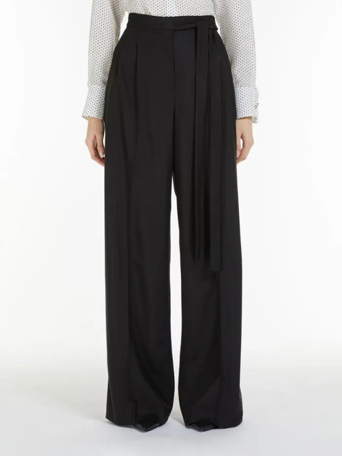 Woman Wool Twill Trousers Black Maxmara Trousers