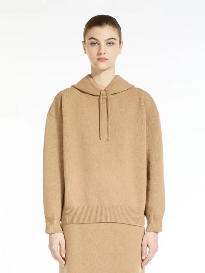 Woman Wool Yarn Sweatshirt Camel Maxmara Knitwear And Sweatshirts