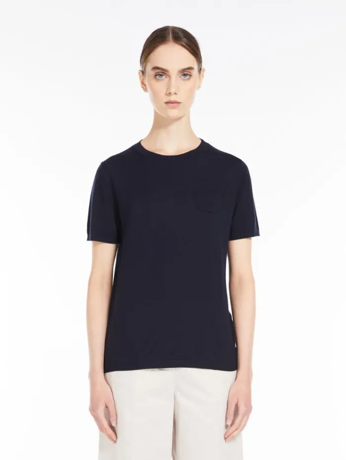 Woman Wool Yarn Tshirt Ultramarine Maxmara Knitwear And Sweatshirts