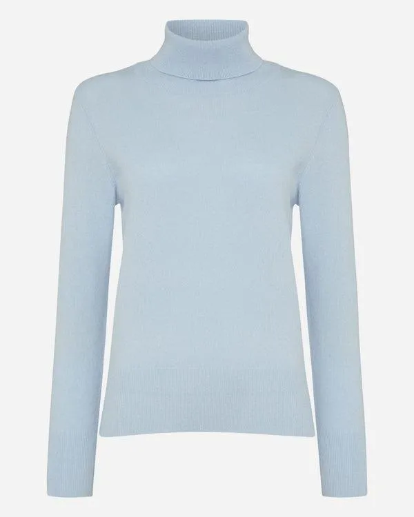 Women 007 Roll Neck Cashmere JumperIn Baby Blue Baby Blue NPeal Turtle Necks