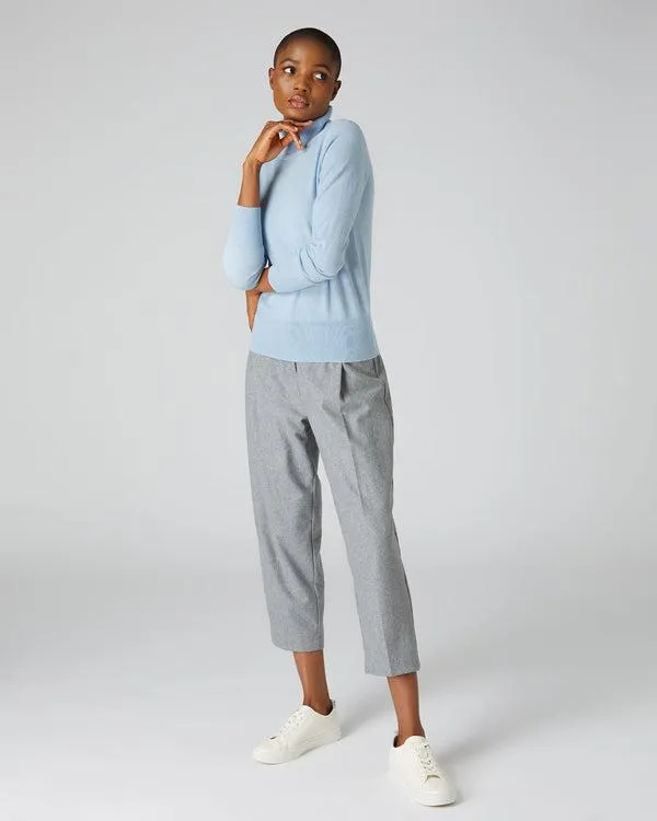 Women 007 Roll Neck Cashmere JumperIn Baby Blue Baby Blue NPeal Turtle Necks