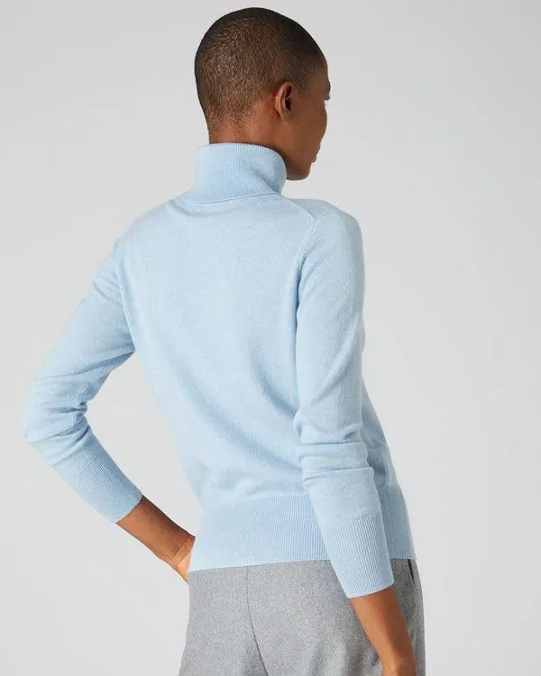 Women 007 Roll Neck Cashmere JumperIn Baby Blue Baby Blue NPeal Turtle Necks