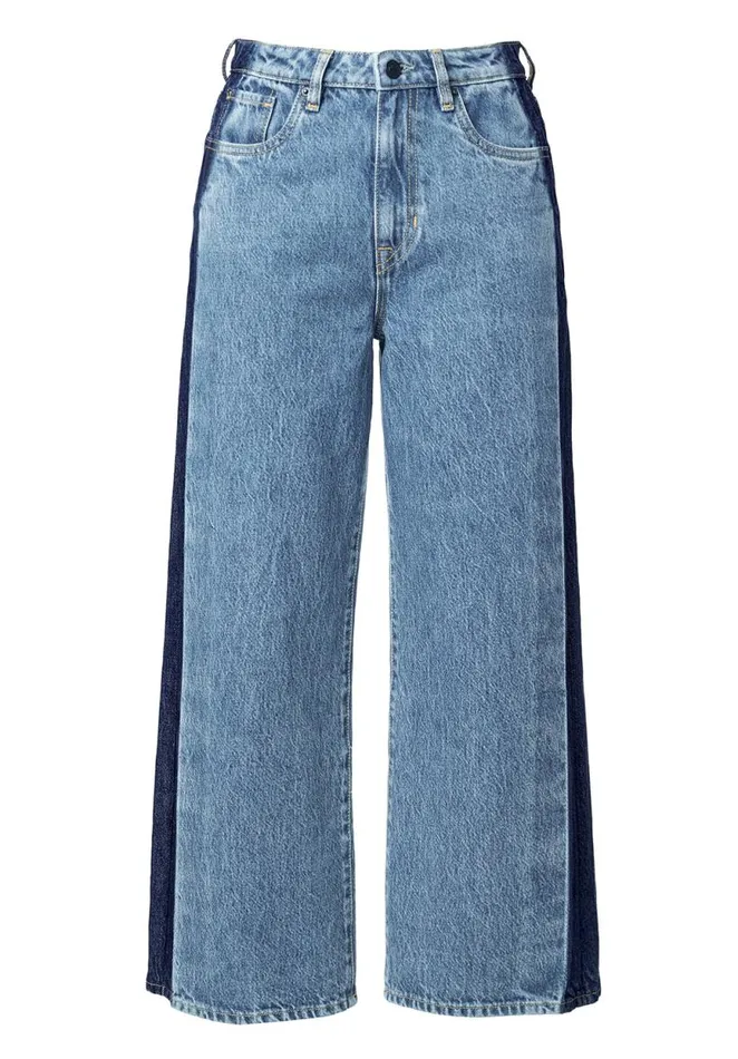 Women Addisson High Rise Wide Leg Cropped Womens Jeans Indigo Buffalo David Bitton Wide and Balloon Leg