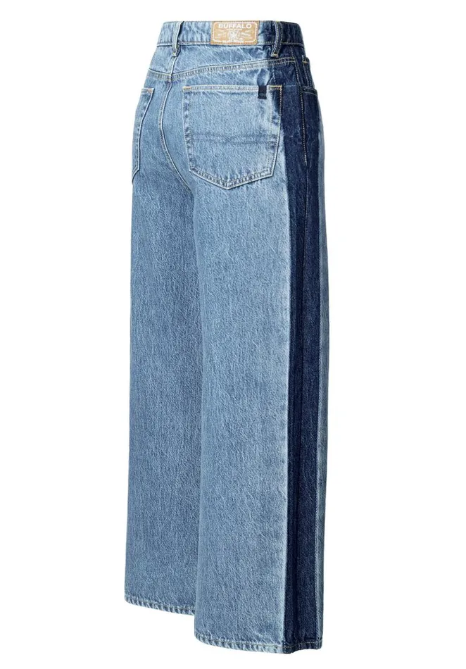 Women Addisson High Rise Wide Leg Cropped Womens Jeans Indigo Buffalo David Bitton Wide and Balloon Leg