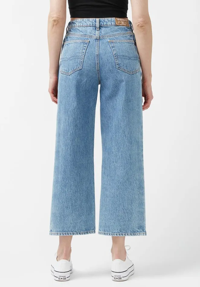 Women Addisson High Rise Wide Leg Cropped Womens Jeans Indigo Buffalo David Bitton Wide and Balloon Leg