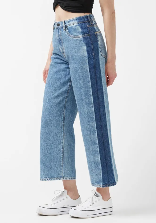 Women Addisson High Rise Wide Leg Cropped Womens Jeans Indigo Buffalo David Bitton Wide and Balloon Leg