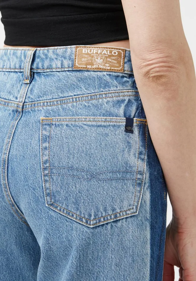 Women Addisson High Rise Wide Leg Cropped Womens Jeans Indigo Buffalo David Bitton Wide and Balloon Leg