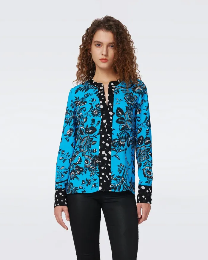 Women Albie Top Night Vine Blue And Tiny Gig Tile DVF Tops