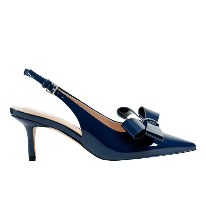 Women Allon Bow Slingback Pump Navy Patent Marc Fisher Heels and Pumps