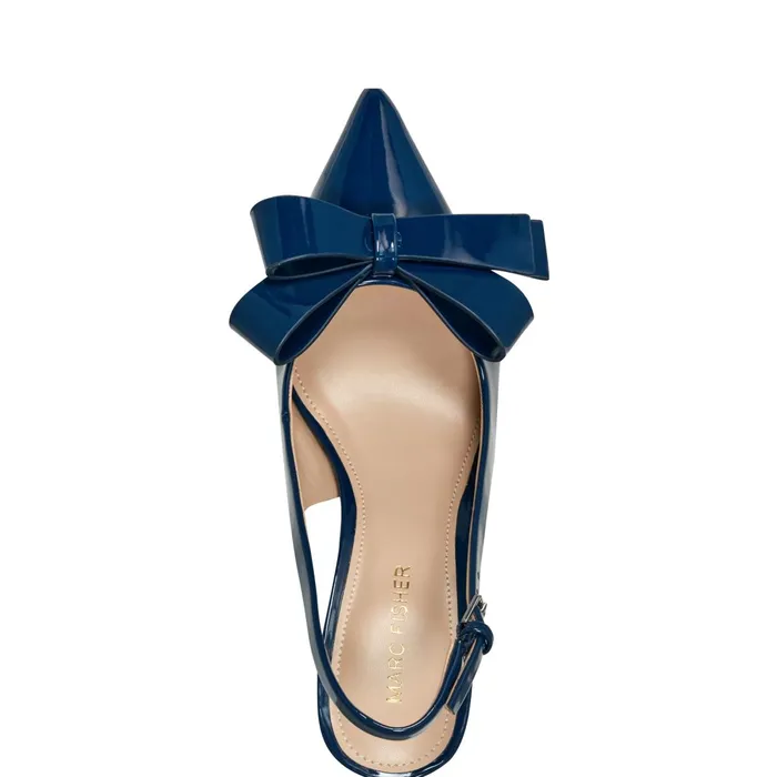 Women Allon Bow Slingback Pump Navy Patent Marc Fisher Heels and Pumps