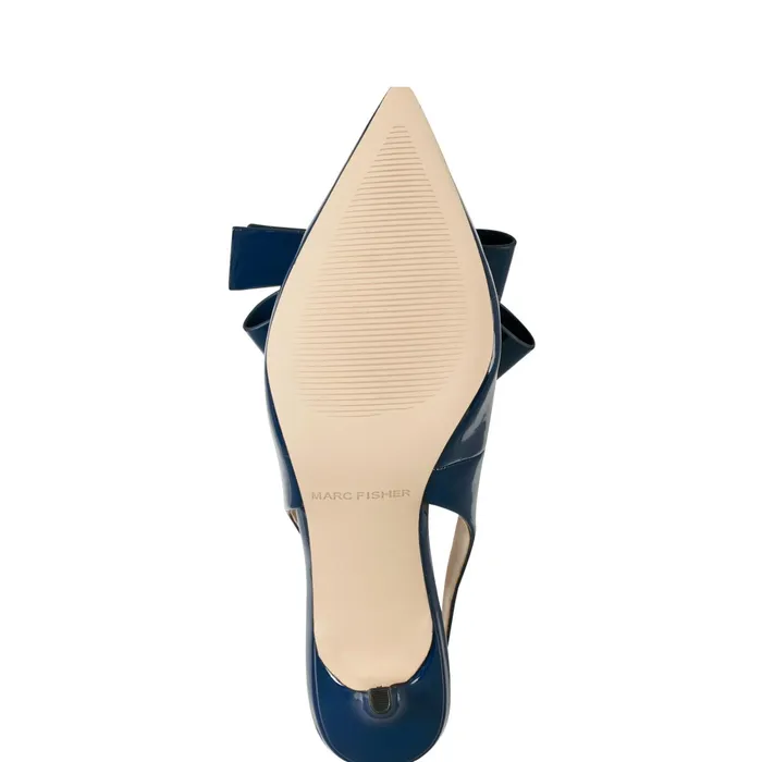Women Allon Bow Slingback Pump Navy Patent Marc Fisher Heels and Pumps