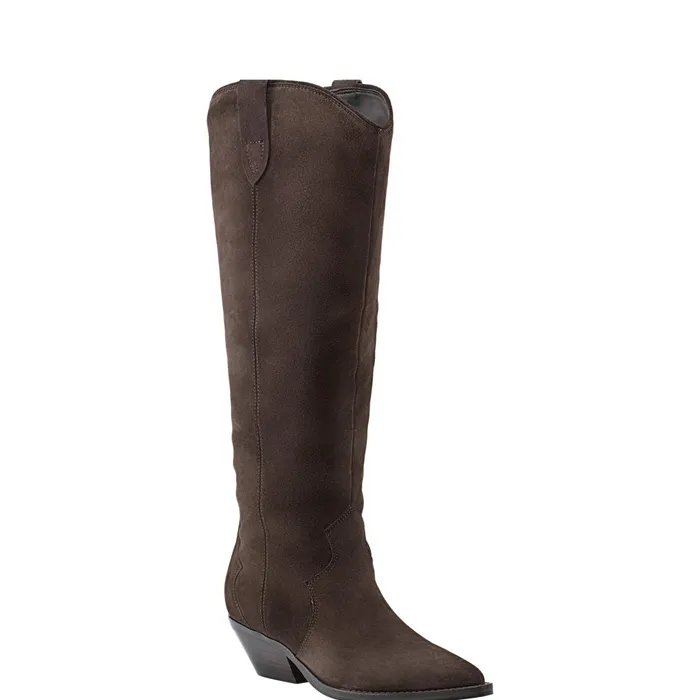 Women Ander Western Boot Dark Brown Suede Marc Fisher Boots and Booties