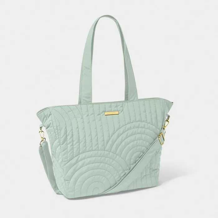 Women Baby Changing Bags and Pouches Katie Loxton Light Sage Quilted Tote Bag