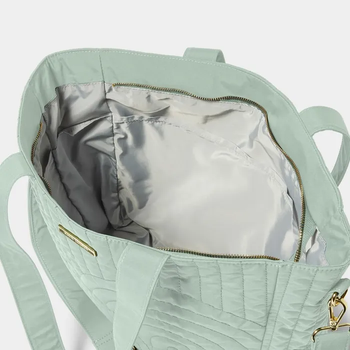 Women Baby Changing Bags and Pouches Katie Loxton Light Sage Quilted Tote Bag