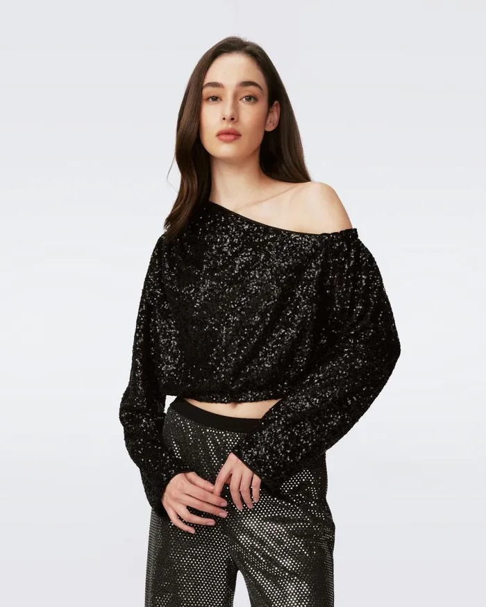 Women Belle Top Black DVF Tops