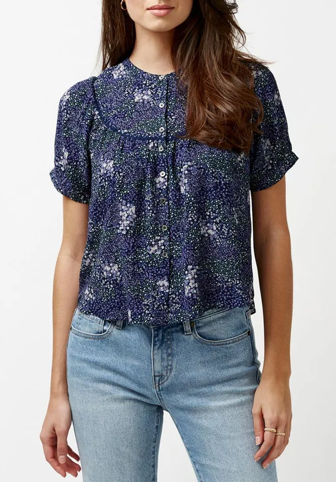 Women Bib Front Dawson Blouse Navalacadfloral Buffalo David Bitton Blouses