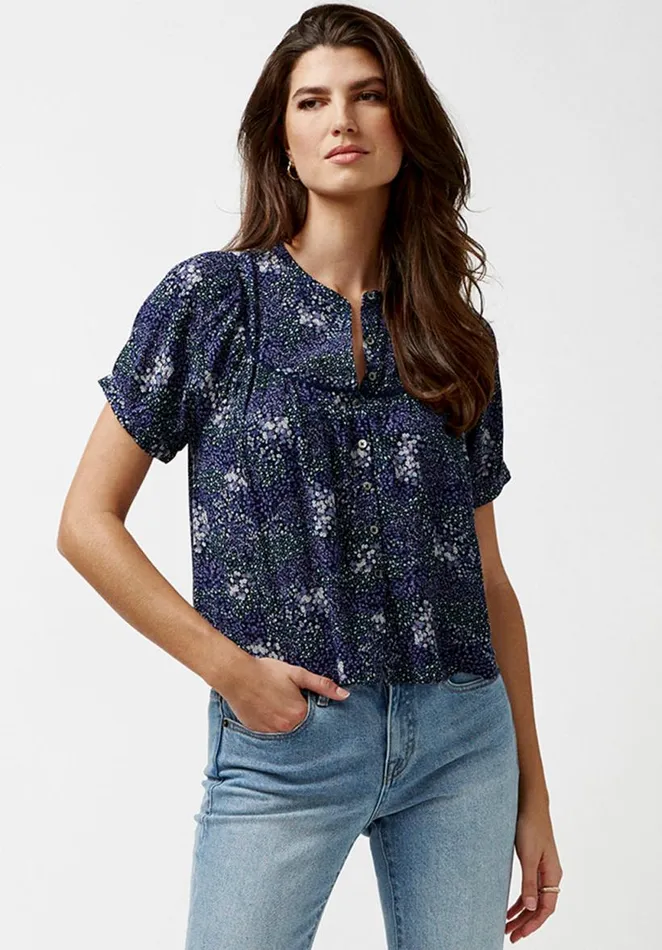 Women Bib Front Dawson Blouse Navalacadfloral Buffalo David Bitton Blouses
