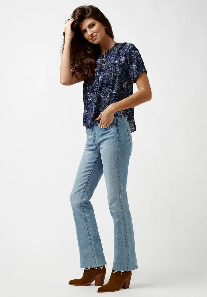 Women Bib Front Dawson Blouse Navalacadfloral Buffalo David Bitton Blouses