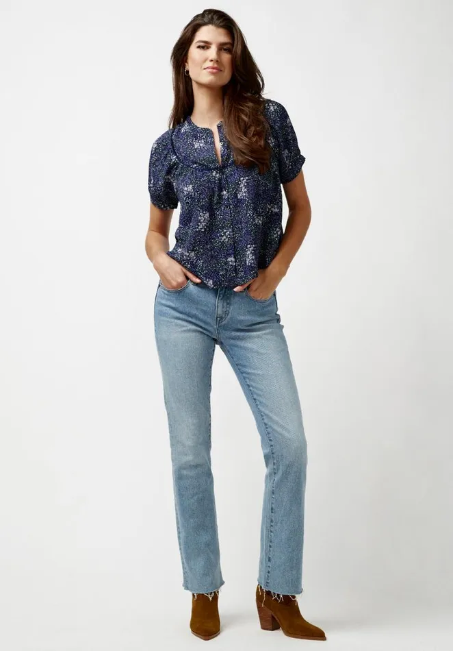 Women Bib Front Dawson Blouse Navalacadfloral Buffalo David Bitton Blouses