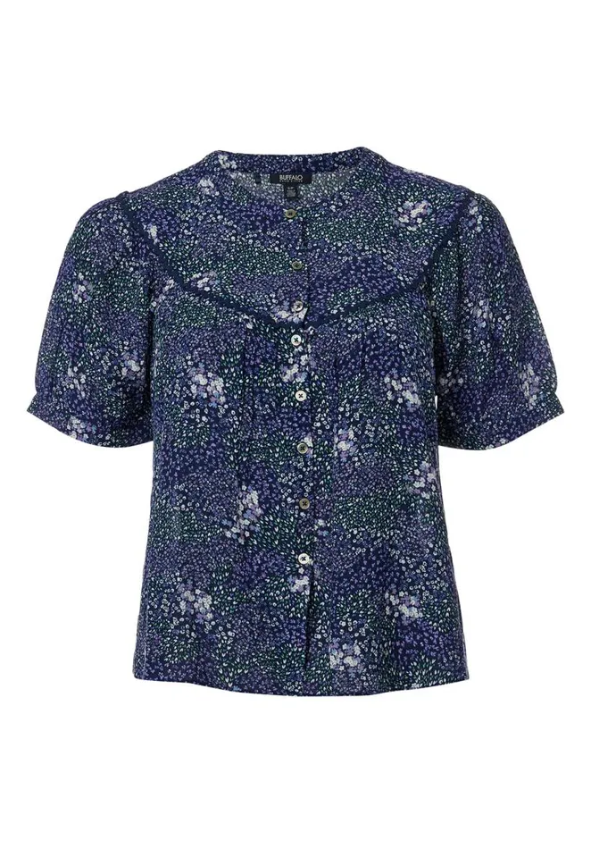 Women Bib Front Dawson Blouse Navalacadfloral Buffalo David Bitton Blouses