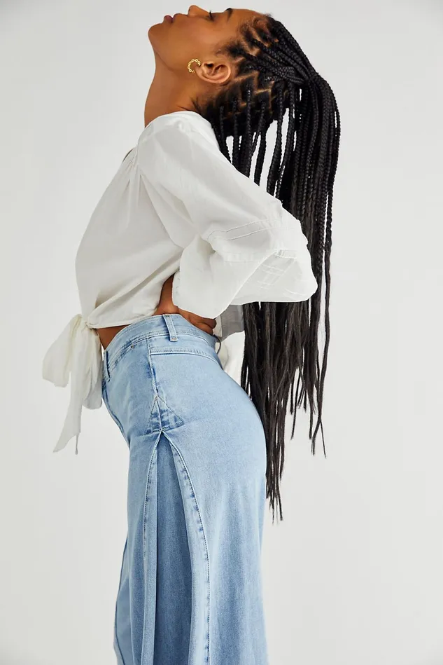 Women Bootcut Jeans Free People Santa Cruz Wide Leg Jeans Light Wash