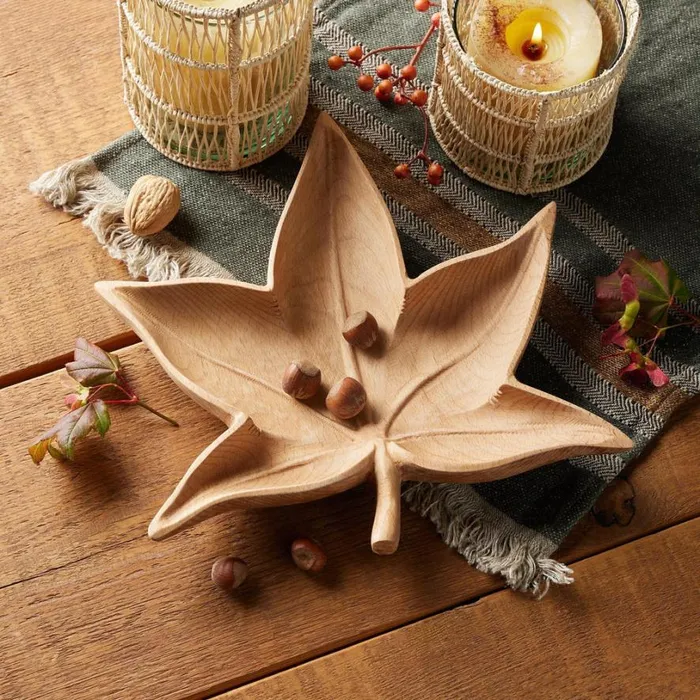 Women Botannica Sugar Gum Carved Leaf Bowl Sundance Catalog Tabletop