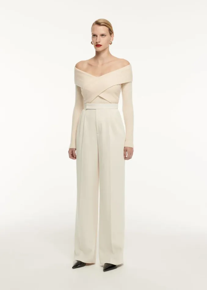 Women Bottoms Roland Mouret Wide Leg Cady Trouser