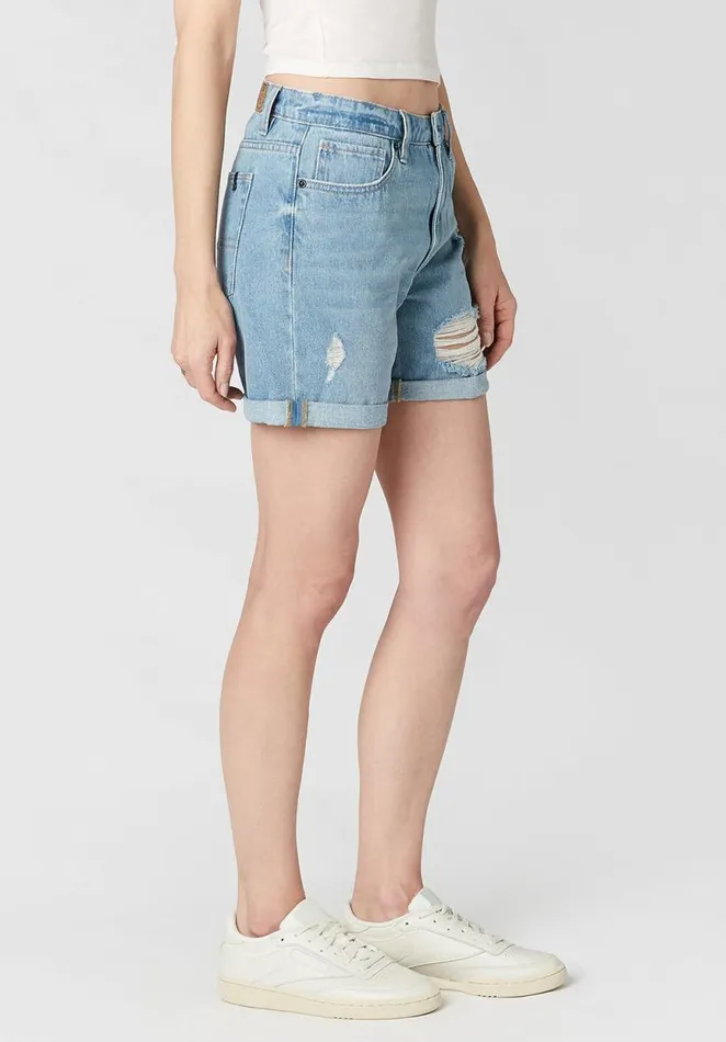 Women Boyfriend Billy Distressed Blue Shorts Indigo Buffalo David Bitton Shorts and Skirts