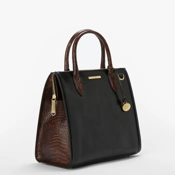 Women Brahmin Satchels Caroline Black Tuscan