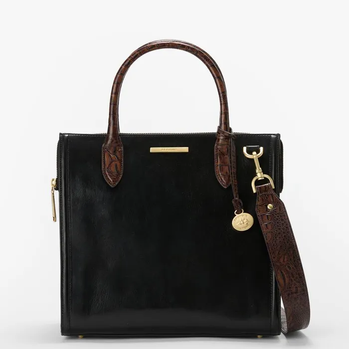 Women Brahmin Satchels Caroline Black Tuscan