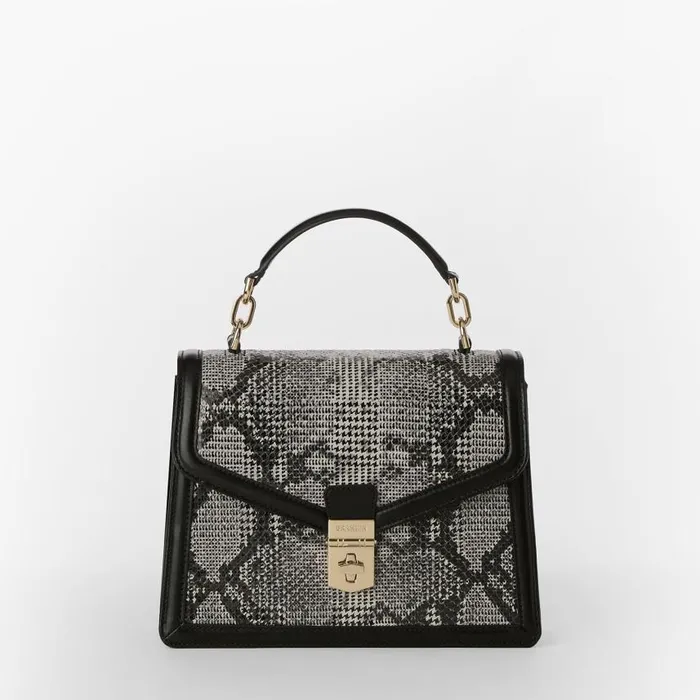Women Brahmin Satchels Small Hallie Black Spark
