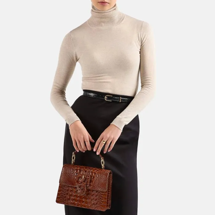 Women Brahmin Satchels Small Hallie Black Spark