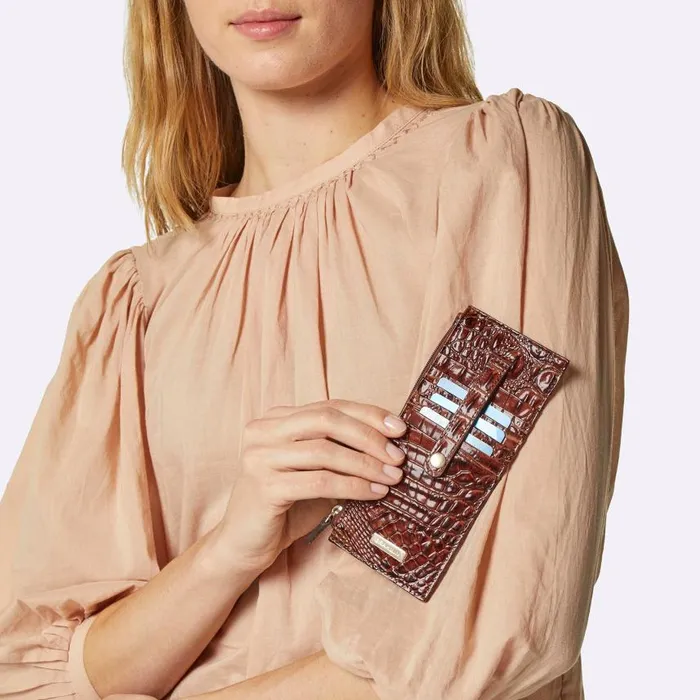 Women Brahmin Wallets and Wristlets Credit Card Wallet Pecan Melbourne