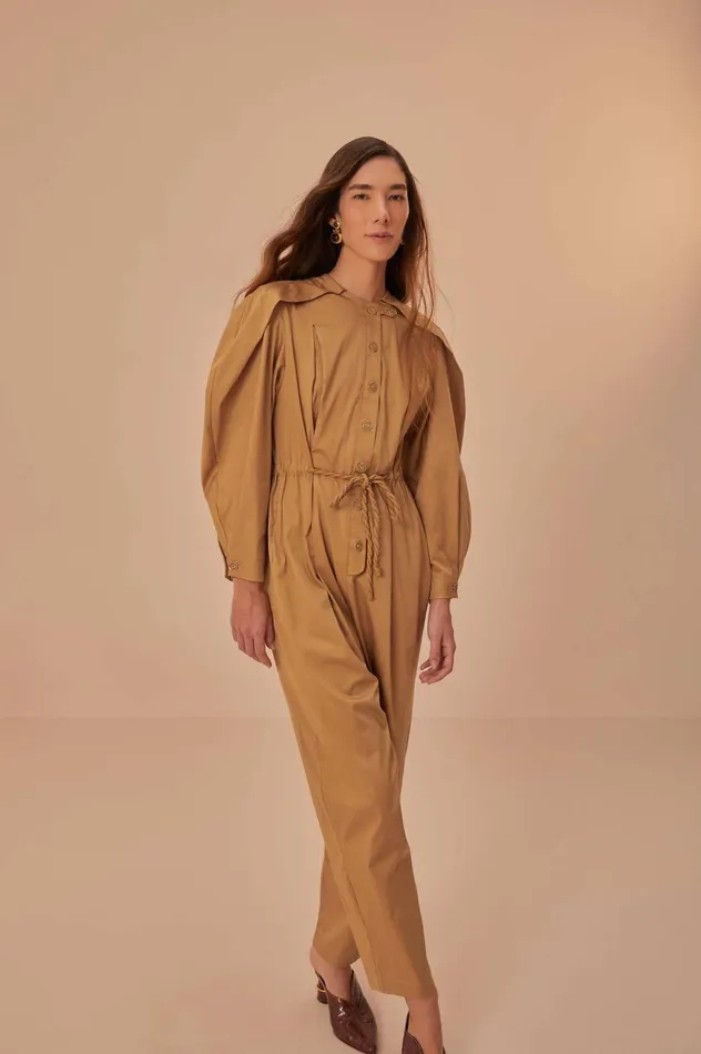 Women Brown Raglan Sleeve Jumpsuit Brown FARM Rio Jumpsuits