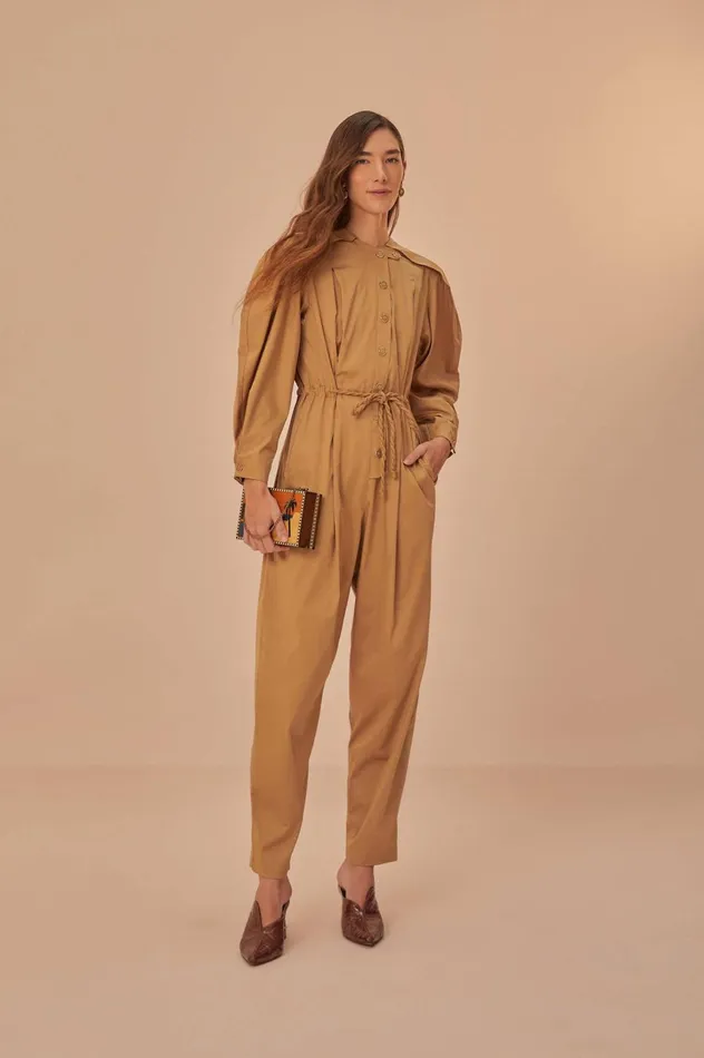 Women Brown Raglan Sleeve Jumpsuit Brown FARM Rio Jumpsuits