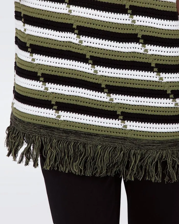 Women Cassie Crochet Top Summer Stripe Olive Green DVF Tops