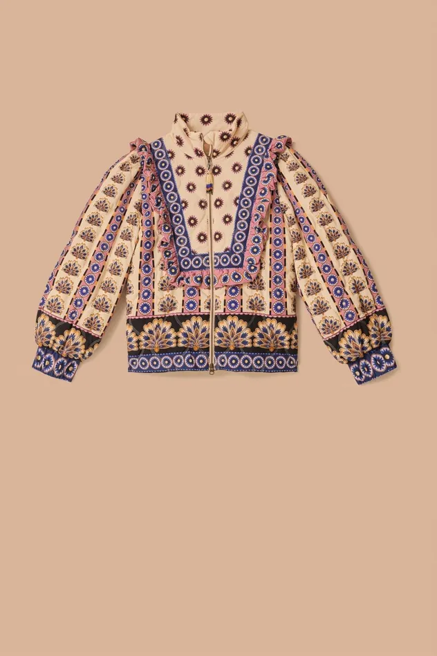 Women Cream Ainika Maxi Floral Puffer Jacket Ainika Maxi Floral Cream FARM Rio Puffer Jackets