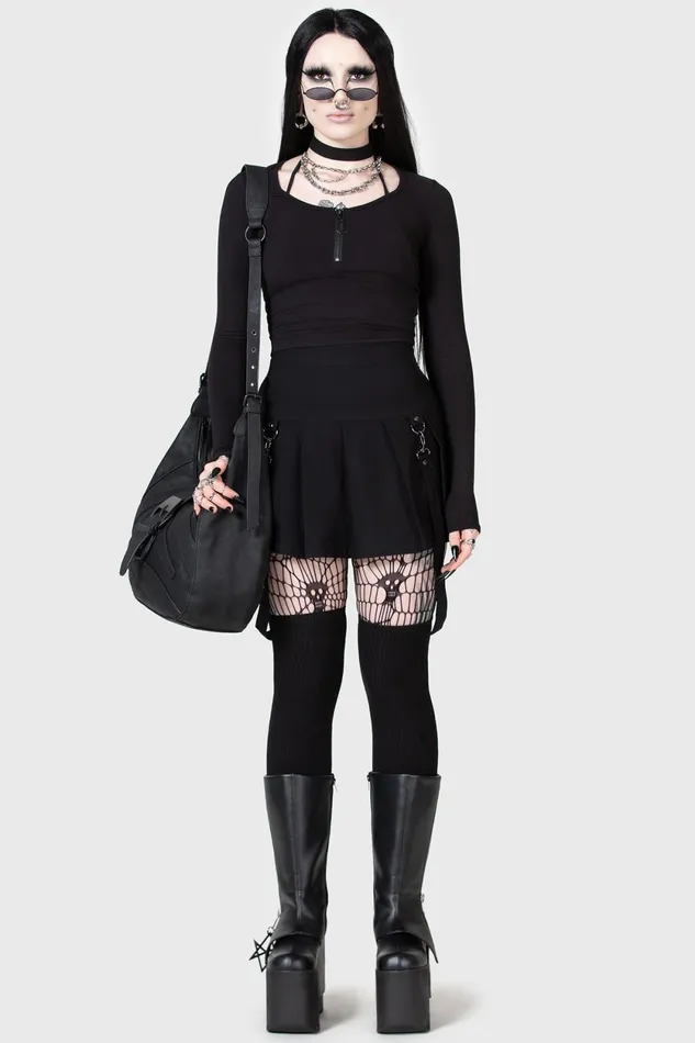 Women Crop Killstar Lune Sting Ribbed Top