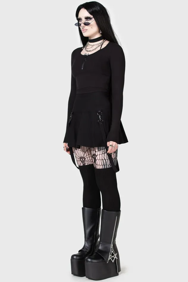 Women Crop Killstar Lune Sting Ribbed Top
