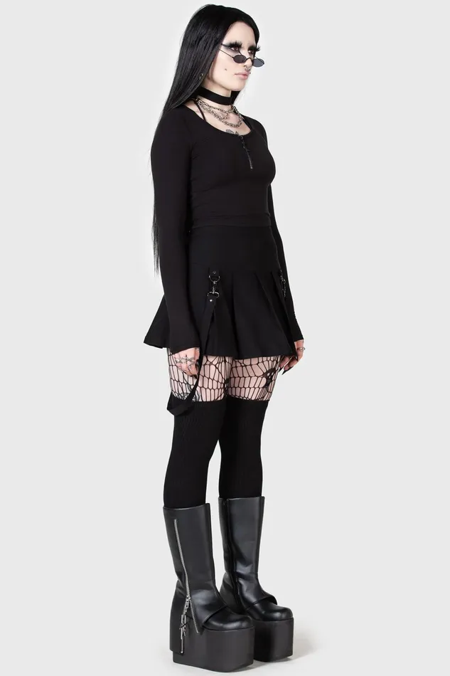 Women Crop Killstar Lune Sting Ribbed Top