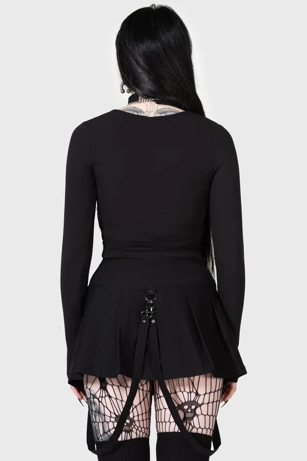 Women Crop Killstar Lune Sting Ribbed Top