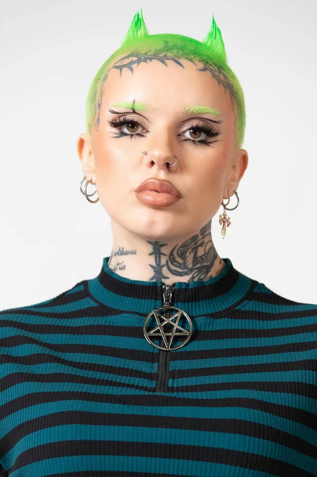 Women Crop Killstar Malkin Crop Top GREEN