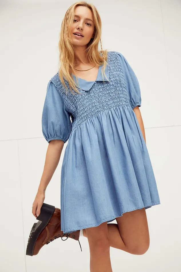 Women Denim Dresses Free People Paige Denim Mini Dress Chambray